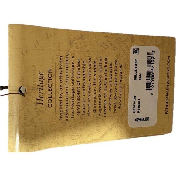 Patricia Nash Cognac Leather Zip Close Shoulder Strap Faux Suede Lining Tote Bag - Picture 7 of 8